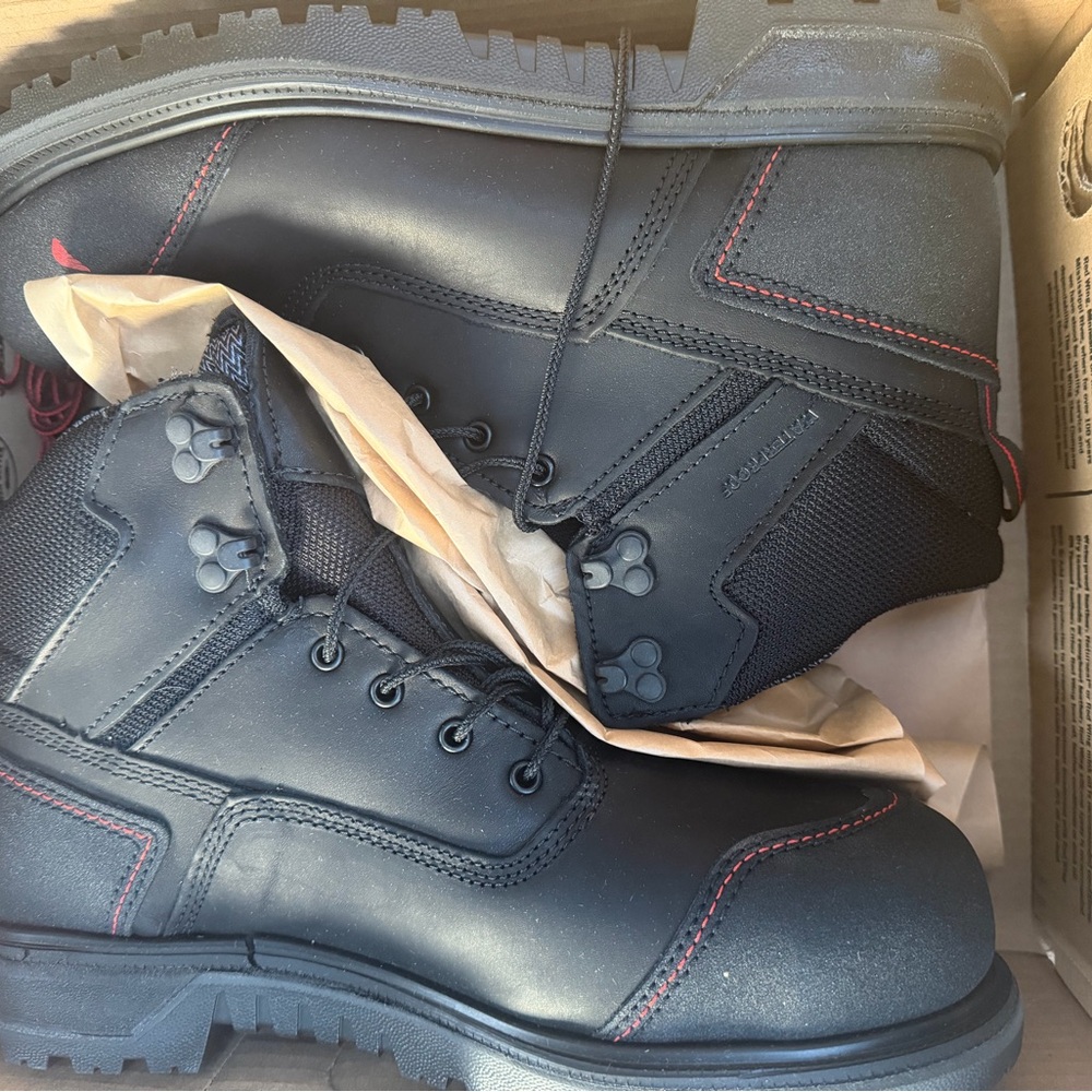 Red Wing Shoes Black Boots with Red Stitching